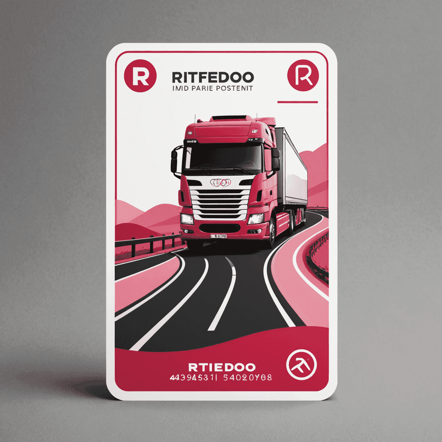 rtifiredo.com logo - A stylized road transport card with red and pink accents