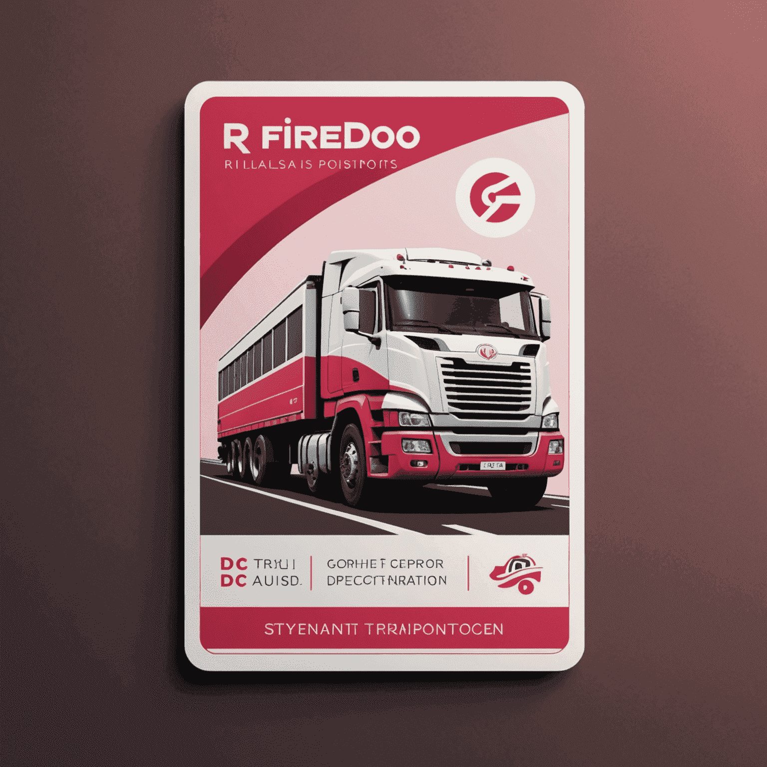 rtifiredo.com logo - A stylized road transport card with red and pink accents