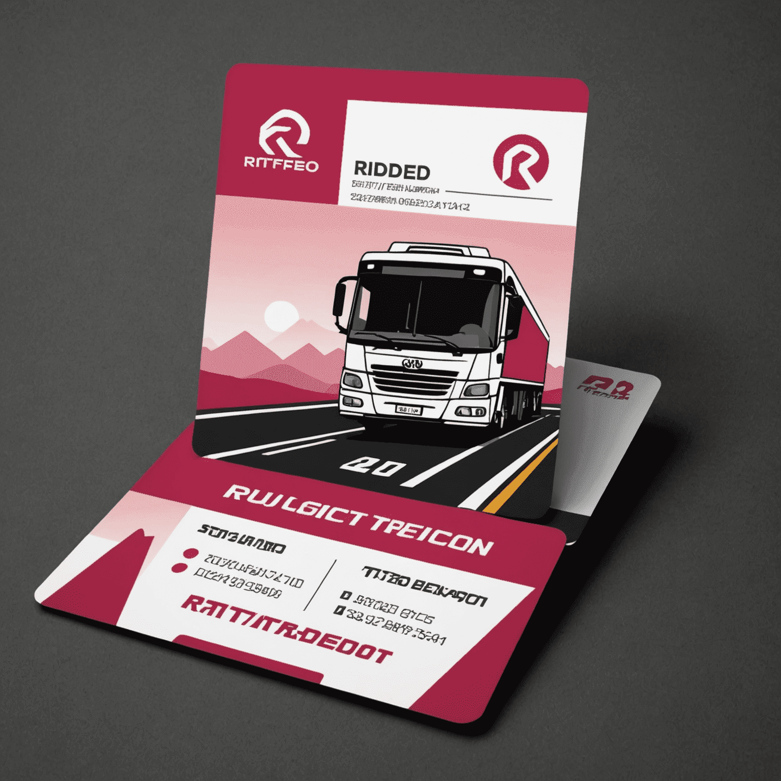 rtifiredo.com logo - A stylized road transport card with red and pink accents