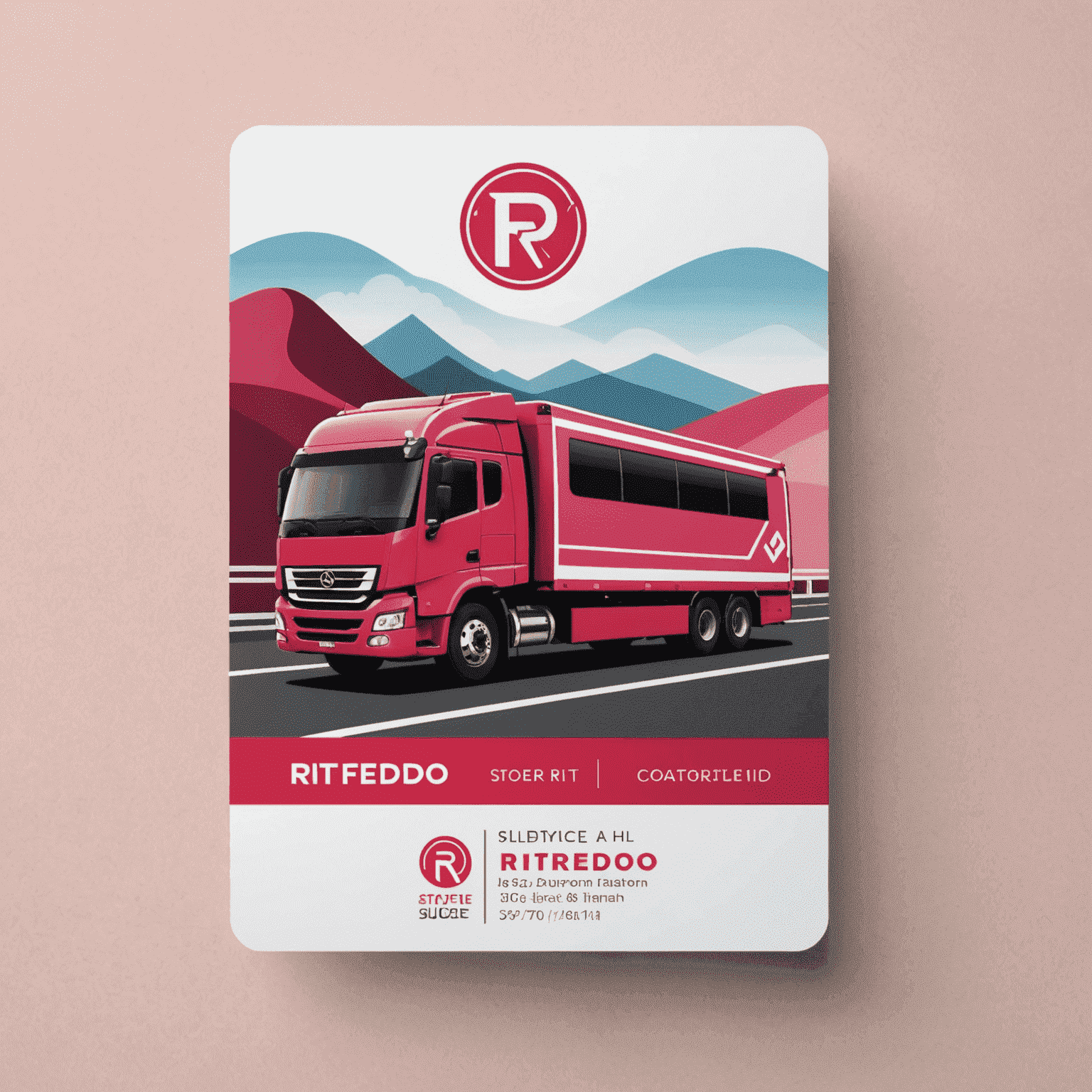 rtifiredo.com logo - A stylized road transport card with red and pink accents