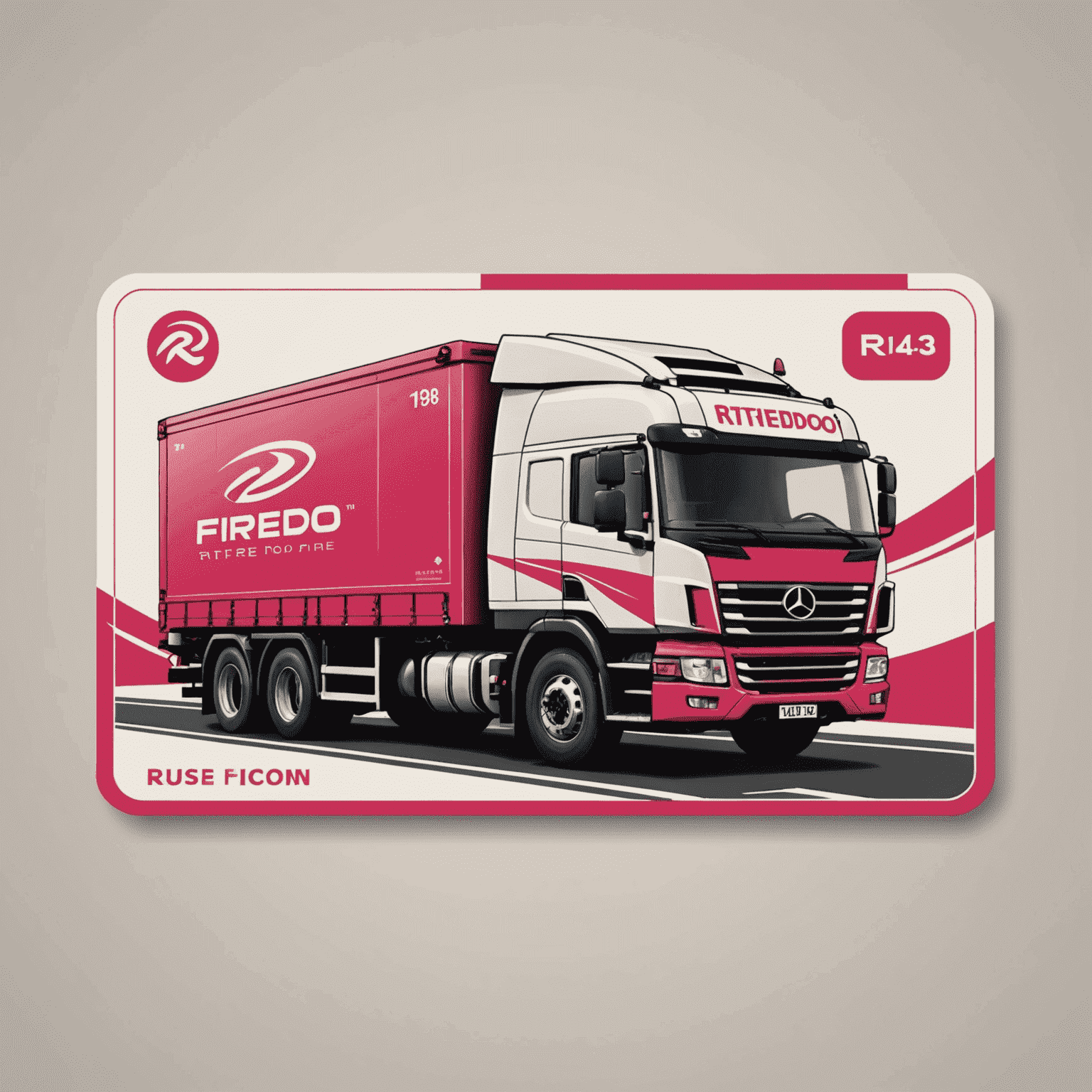 rtifiredo.com logo - A stylized road transport card with red and pink accents