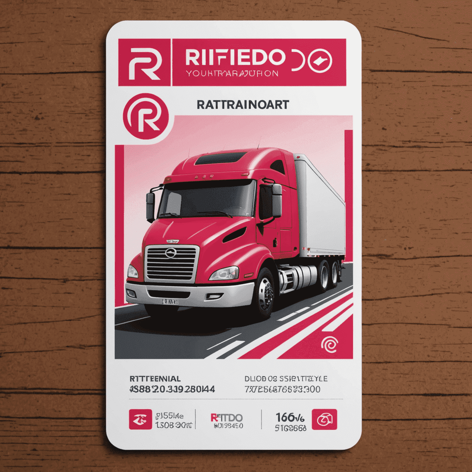 rtifiredo.com logo - A stylized road transport card with red and pink accents