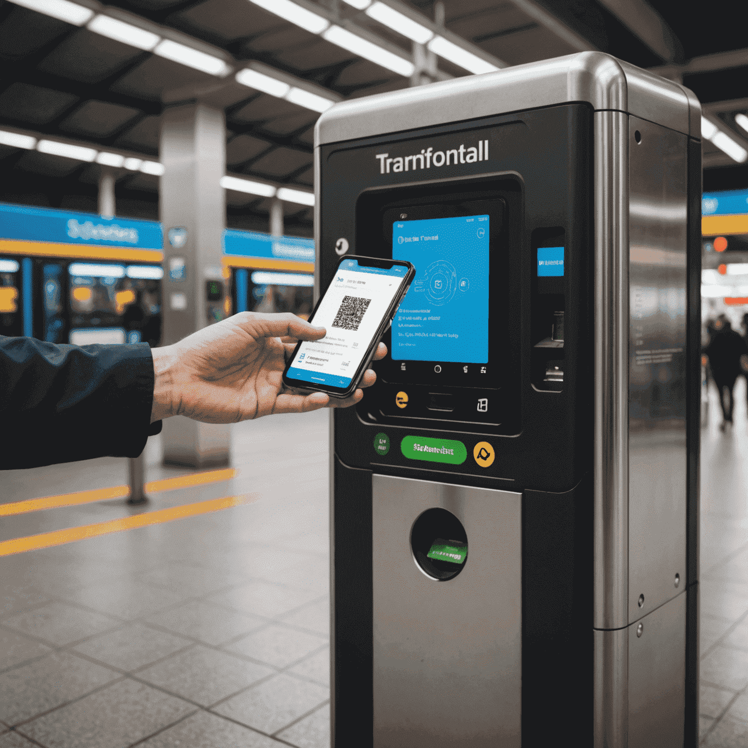 A digital transport card being scanned at a bus terminal, showcasing its ease of use and modern technology