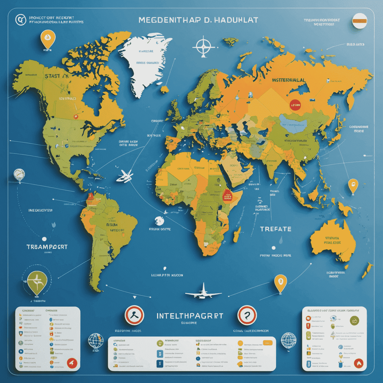 A world map with highlighted countries and transport card symbols, illustrating international recognition of road transport cards